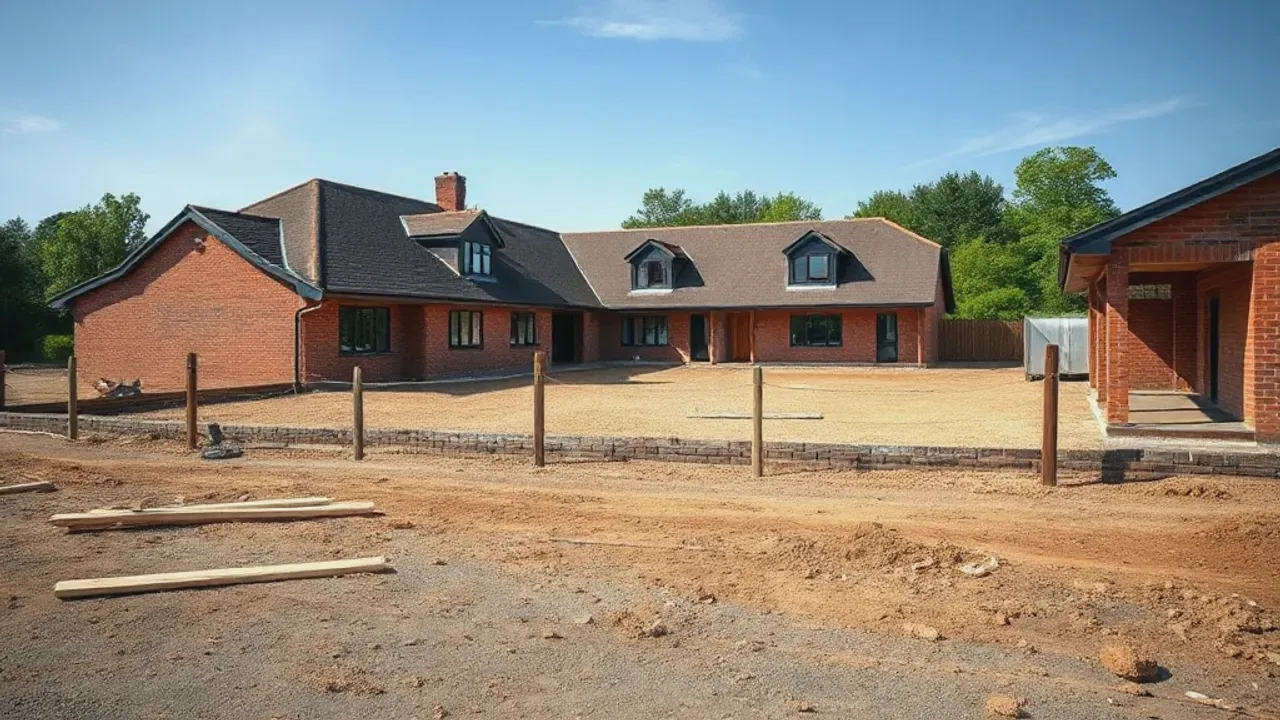 The site involved in Great Bookham roofing, near Leatherhead, seen from a distance